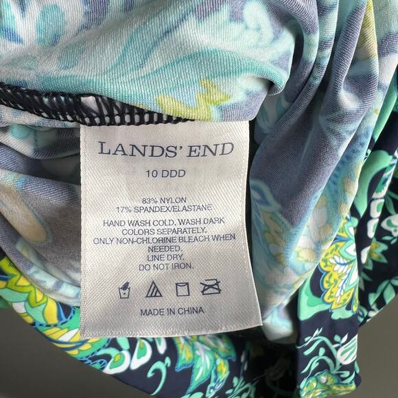 Lands’ End Deep Sea Floral Blouson Tankini Swim Size 10 DDD - Picture 6 of 7
